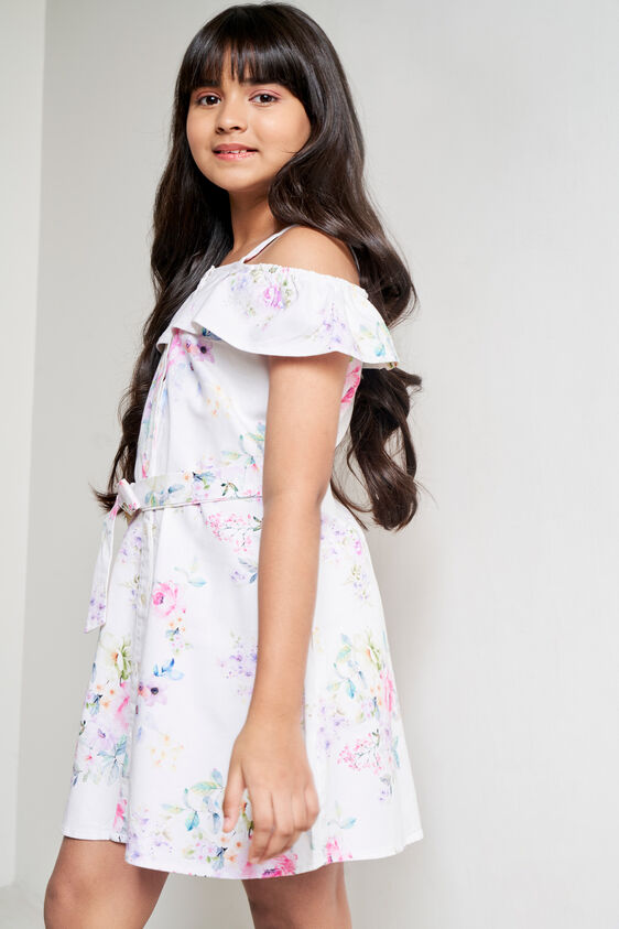 White Floral Straight Dress, White, image 6